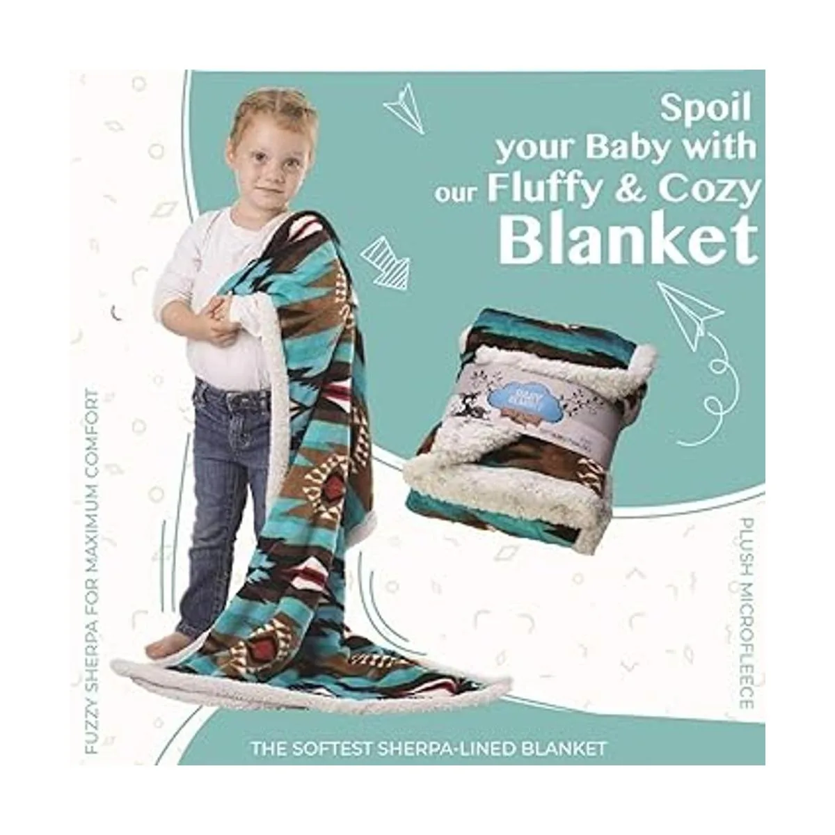 Manta de felpa suave Sherpa para bebé reversible con_5