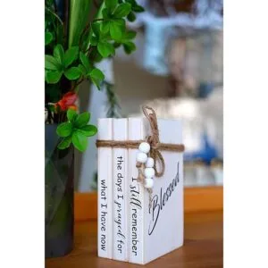 LIVDUCOT Pila de libros decorativos de madera para mesa de_2