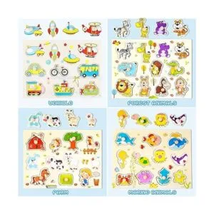 Juego de 8 rompecabezas de clavijas de madera para niños_4