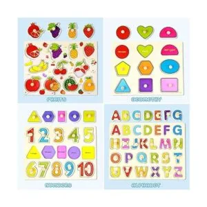 Juego de 8 rompecabezas de clavijas de madera para niños_3