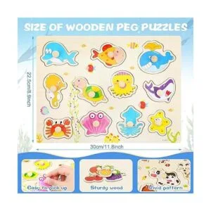 Juego de 8 rompecabezas de clavijas de madera para niños_2