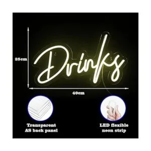 Letras de bebidas con luz de neón blanca cálida letreros_5