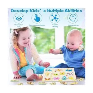 Juego de 8 rompecabezas de clavijas de madera para niños_6