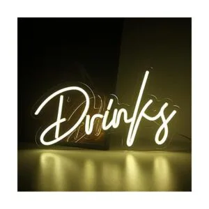 Letras de bebidas con luz de neón blanca cálida letreros_1