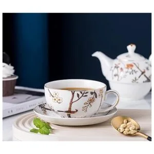 Jusalpha Bird Series Juego de taza de té y platillo_5