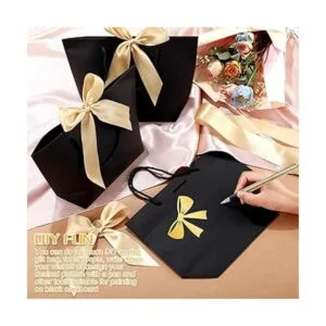 Paquete de 36 bolsas de regalo negras con asas bolsas de_5