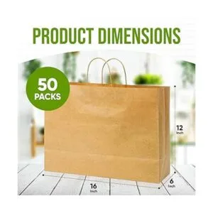 Tobvory Bolsas de papel kraft de 16 x 6 x 12 pulgadas_2