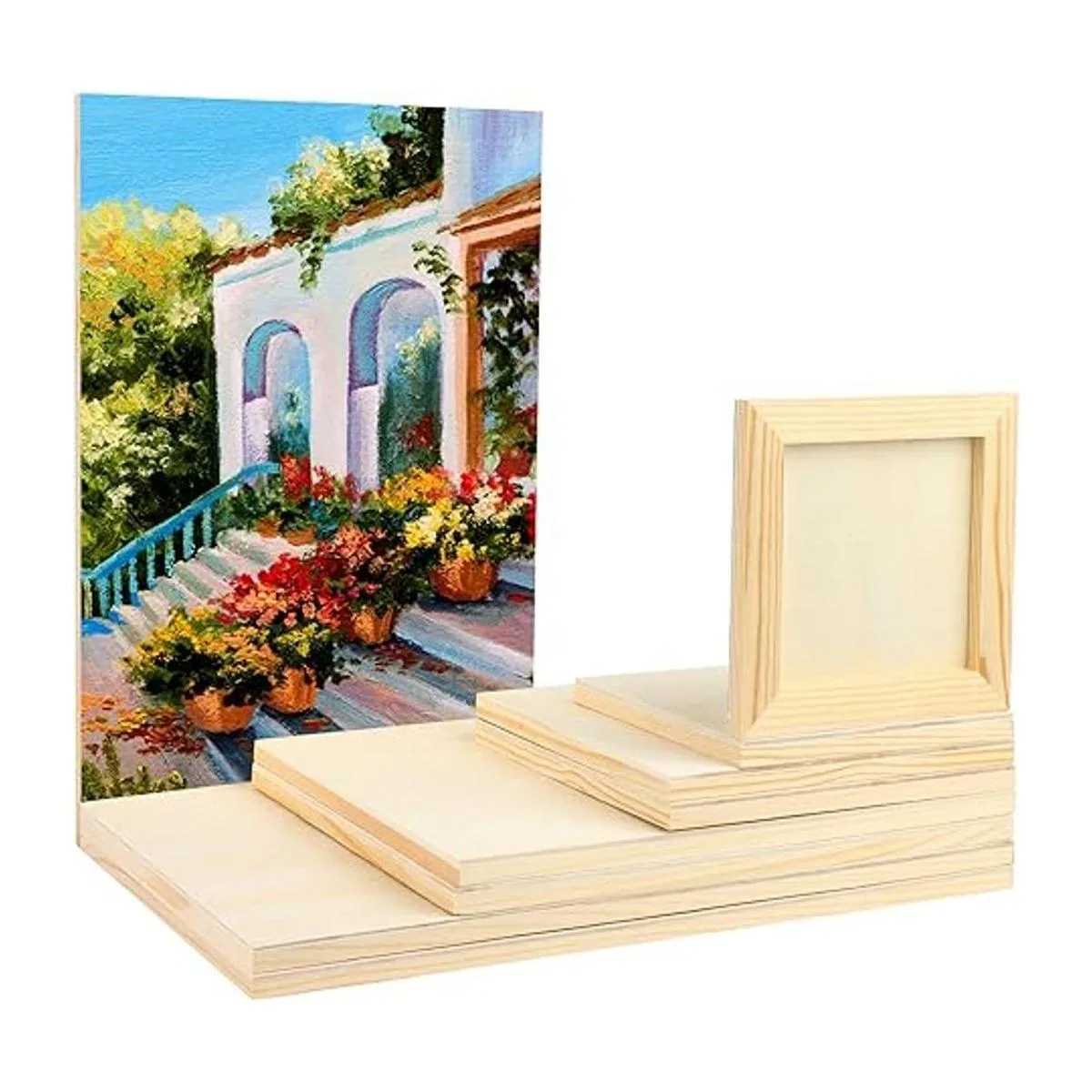 Paquete de 18 paneles de lienzo de madera sin terminar_2