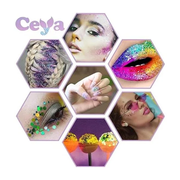 Ceya Juego de purpurina gruesa holográfica de 28 colores_6