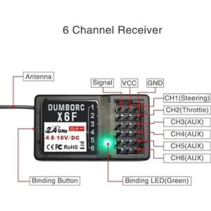 DUMBORC 2 piezas X6F 6 canales 2.4GHz receptor RC para_2