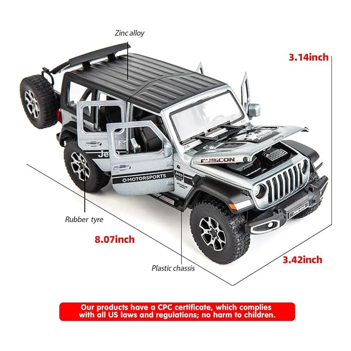 BDTCTK Auto Toy OffRoad 7 puertas para Wrangler modelo de_2