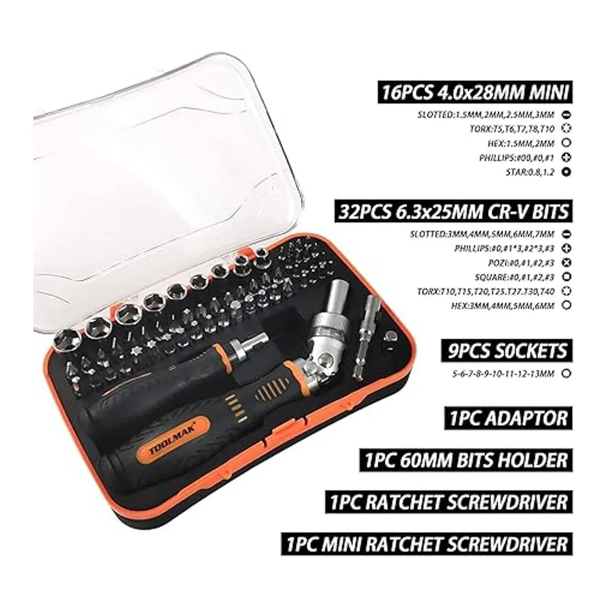 TOOLMAK Juego de 61 piezas de destornilladores magnéticos_2