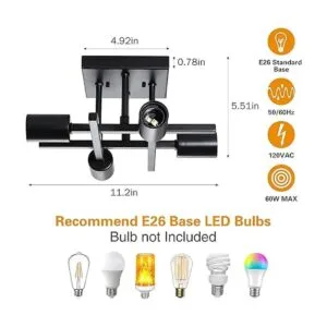Lámpara de techo industrial de 4 luces semiempotradas_3