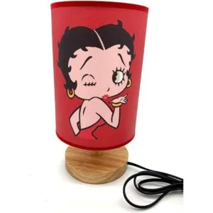 Lámpara de mesa de noche Betty Boop Base de madera para_1