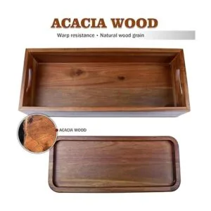 Demigo Juego de soporte de caja de madera de acacia y_3