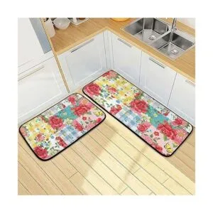 Juego de 2 tapetes de cocina con diseño de mariposas y_2