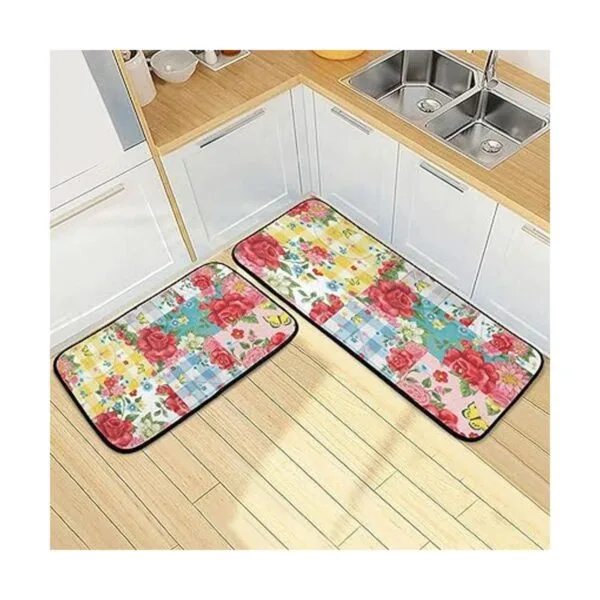 Juego de 2 tapetes de cocina con diseño de mariposas y_2