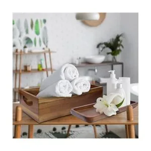 Demigo Juego de soporte de caja de madera de acacia y_6