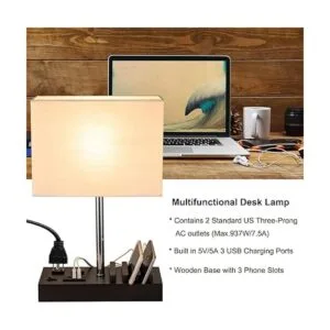 Briever Lámpara de mesa USB lámpara de escritorio_6