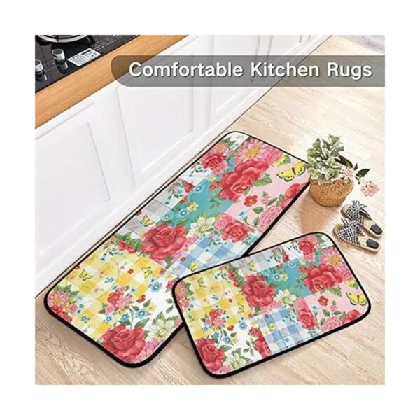 Juego de 2 tapetes de cocina con diseño de mariposas y_5