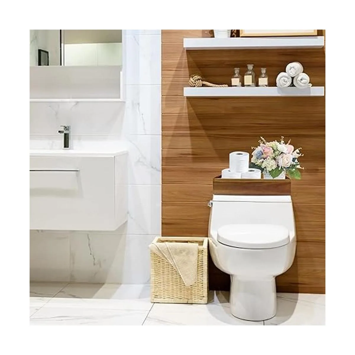 Demigo Juego de soporte de caja de madera de acacia y_5