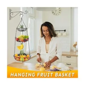 HULISEN Cesta de frutas colgante de 3 niveles con gancho_2