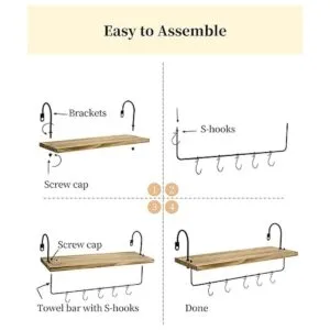 Godimerhea Estantes flotantes con ganchos juego de 2_6