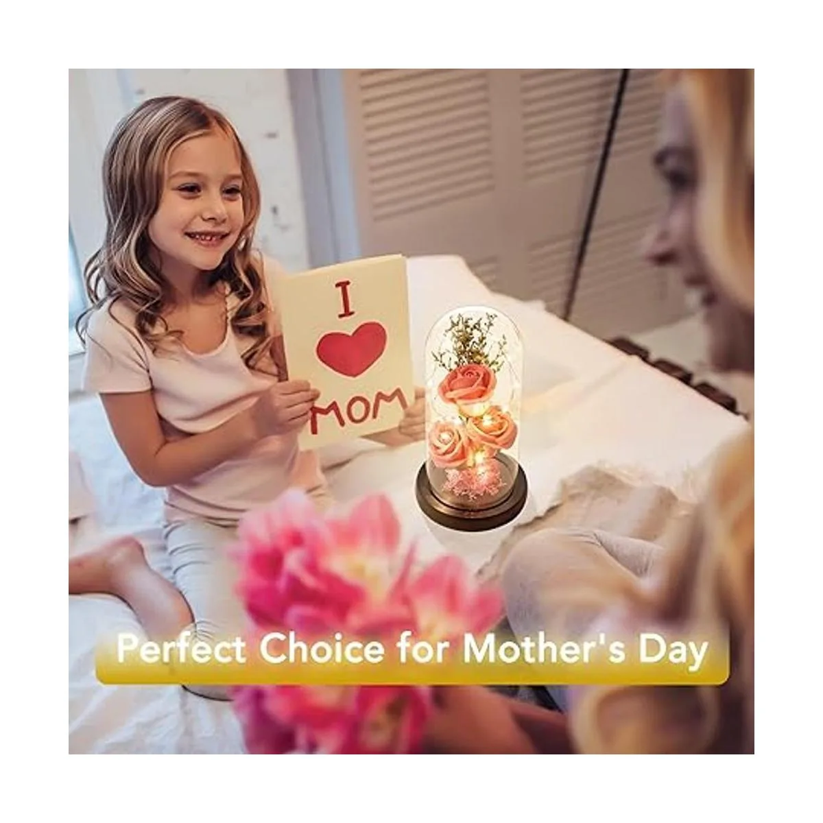 oridom Regalo de flores preservadas rosa iluminada en_4