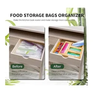 Organizador de bolsas de bambú Ziplock para cajón de_3
