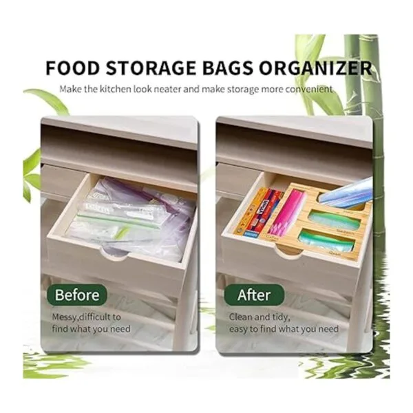 Organizador de bolsas de bambú Ziplock para cajón de_3