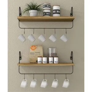 Godimerhea Estantes flotantes con ganchos juego de 2_1