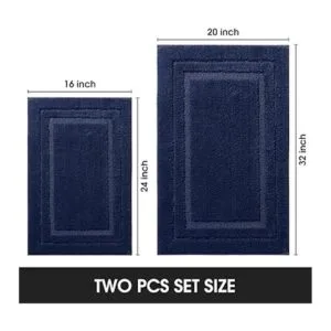 HOMEIDEAS Juego de 2 alfombras de baño de color azul_7