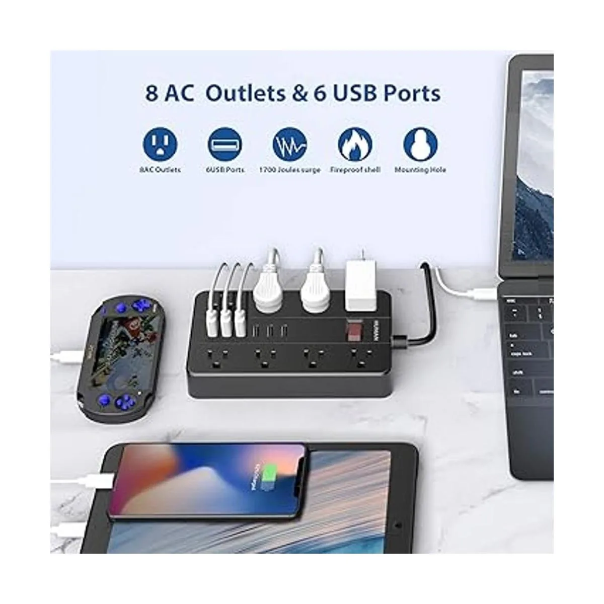 HUNIAN Protector de sobretensión enchufe plano de 10_2