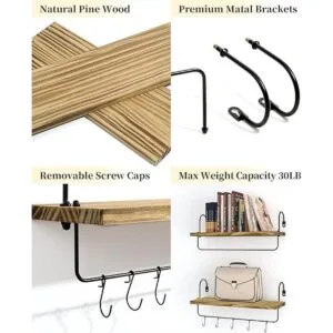 Godimerhea Estantes flotantes con ganchos juego de 2_4