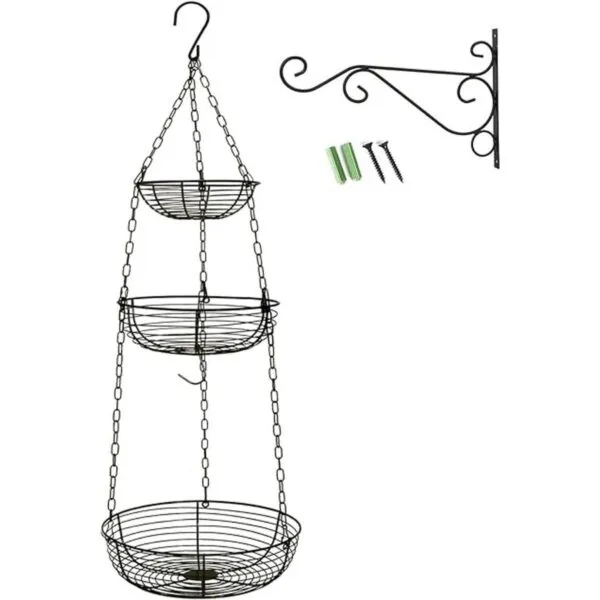 HULISEN Cesta de frutas colgante de 3 niveles con gancho_1