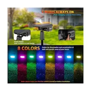 LEREKAM Focos solares para exteriores 40 luces LED RGB_4