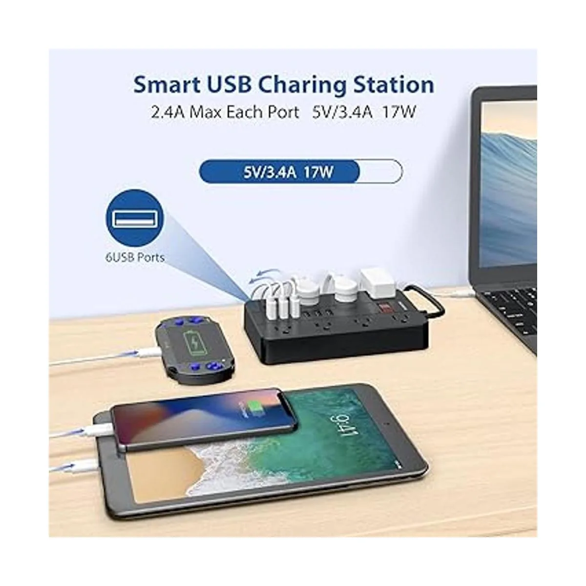 HUNIAN Protector de sobretensión enchufe plano de 10_3