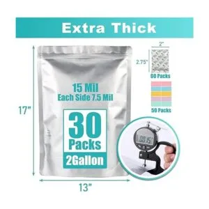 30 bolsas de Mylar de 2 galones para almacenamiento de_3