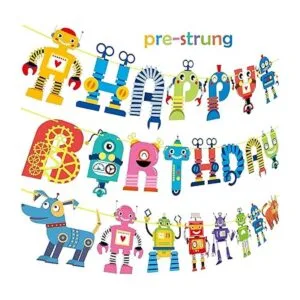 Decoración de fiesta de cumpleaños robot robot pancarta de_3