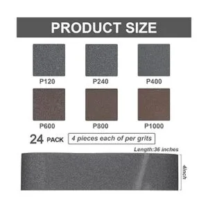 Paquete de 24 correas de lijado de 4 x 36 pulgadas grano_2