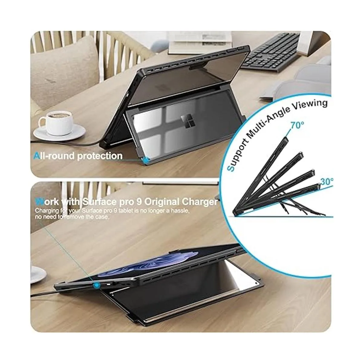 INFILAND Surface Pro 9 funda transparente multiángulo a_4