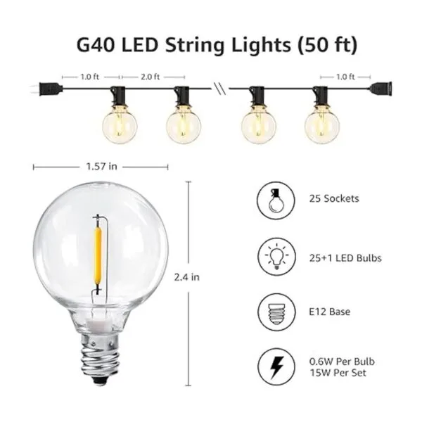 Lepro Cadena de luces para exteriores luces colgantes de_3