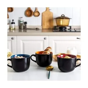 GBhome Tazas de sopa gigantes con asas juego de 4 tazas_7