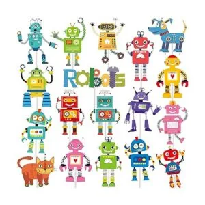 Decoración de fiesta de cumpleaños robot robot pancarta de_6