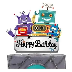 Decoración de fiesta de cumpleaños robot robot pancarta de_5