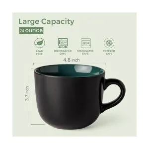 GBhome Tazas de sopa gigantes con asas juego de 4 tazas_2