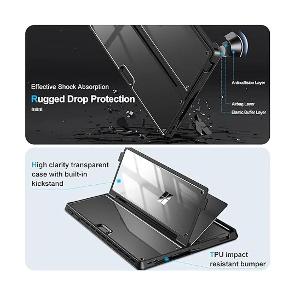 INFILAND Surface Pro 9 funda transparente multiángulo a_5