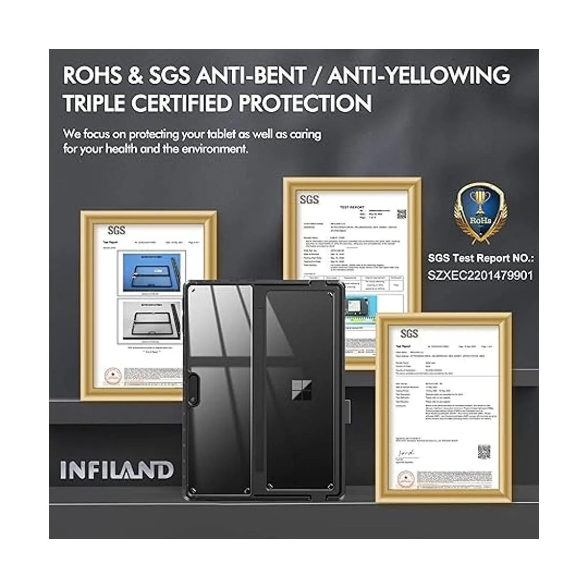 INFILAND Surface Pro 9 funda transparente multiángulo a_2