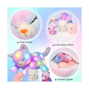 Hopearl Gato de peluche con luz LED para mamá gato con 3_6