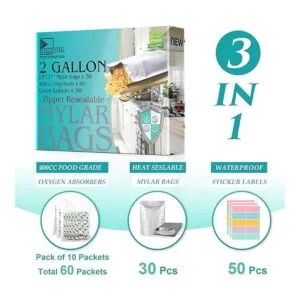 30 bolsas de Mylar de 2 galones para almacenamiento de_2